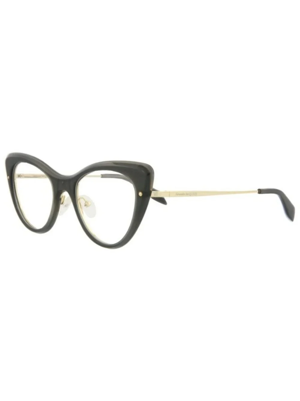 New Alexander McQueen Womens Cat Eye Grey Gold Transparent Fashion Designer Eyeg